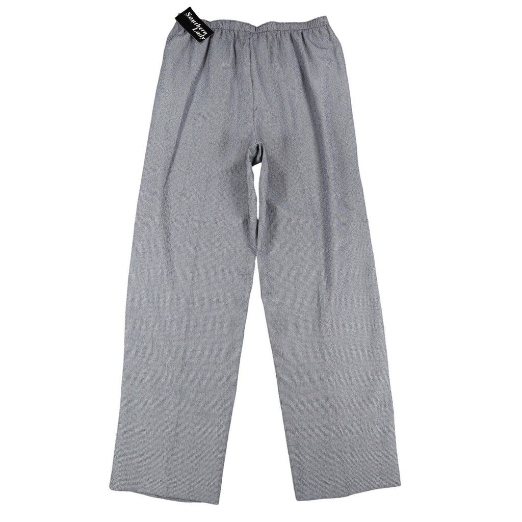 Southern Lady Pants Womens XL Navy Blue White Houndstooth Elastic Waist New - take2supply