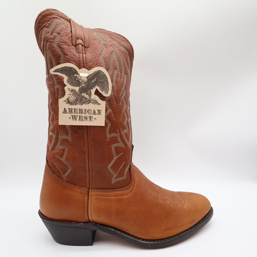American West Cowboy Boots Mens 11 Walnut Deertan Leather New With Tags 68372 - take2supply