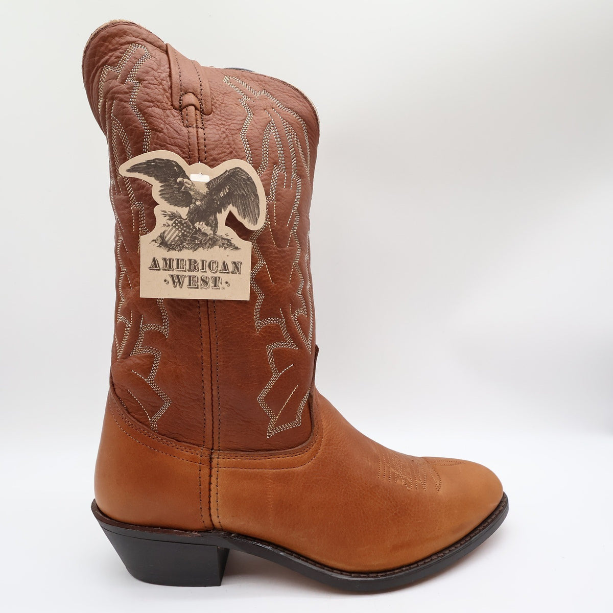 American West Cowboy Boots Mens 11 Walnut Deertan Leather New With Tags 68372 - take2supply