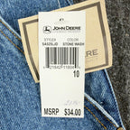 John Deere Y2K Carpenter Shorts Girls 10 Blue Stone Wash Denim NWT - take2supply