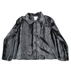 That's Me! Faux Fur Jacket Size 6 Vintage 90s Black Button Front Plush Coat - take2supply