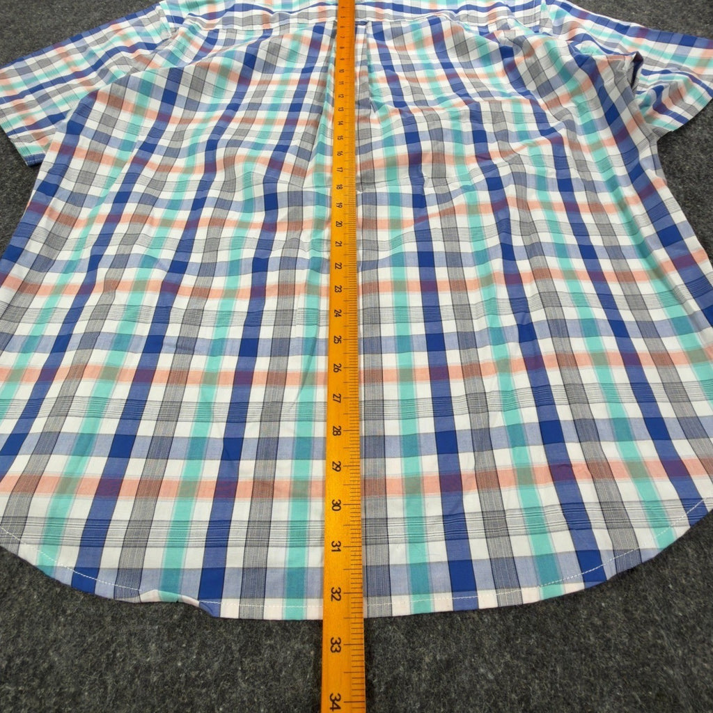 Cotton Traders Plaid Short Sleeve Button Down Men XL Royal Cotton New - take2supply