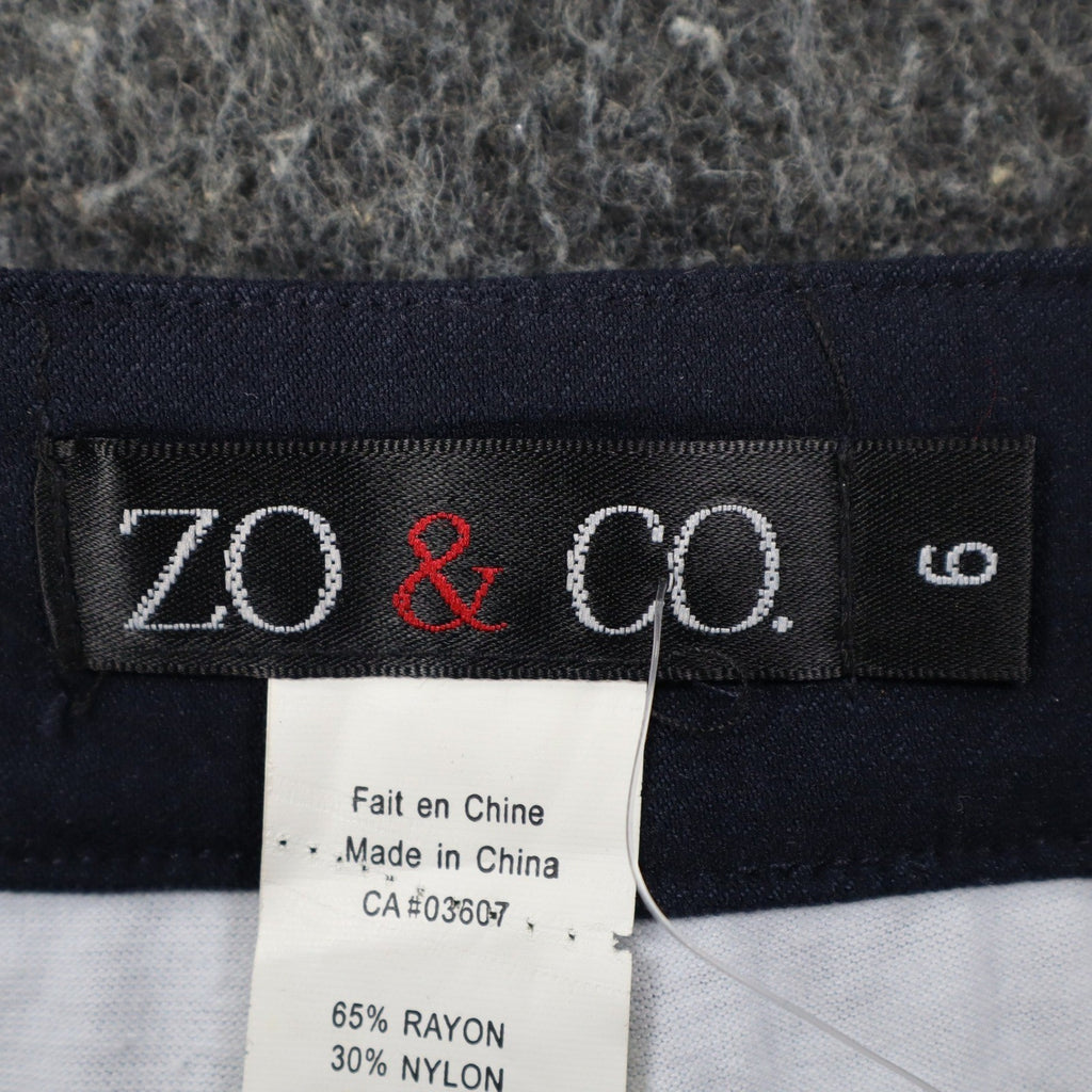 Zo & Co. Skirt Women 6 Navy Blue Braided Trim Utility Pocket Rayon Blend C1-905 - take2supply