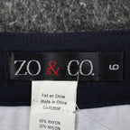Zo & Co. Skirt Women 6 Navy Blue Braided Trim Utility Pocket Rayon Blend C1-905 - take2supply