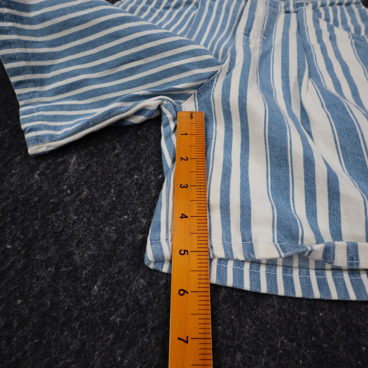 Lee Striped Denim Shorts Girls 8 Slim Vintage 90s USA Deadstock Blue White - take2supply