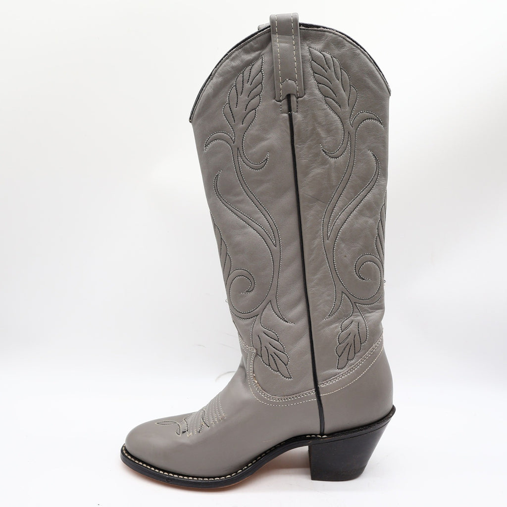 Acme Vintage 80s Cowboy Boots Womens 6 Grey Nappa Leather New Box 692 - take2supply