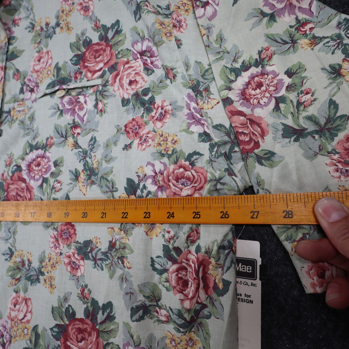 Laura Mae Floral Blouse Womens 20W Vintage 90s Cotton Sage Green Deadstock NWT - take2supply