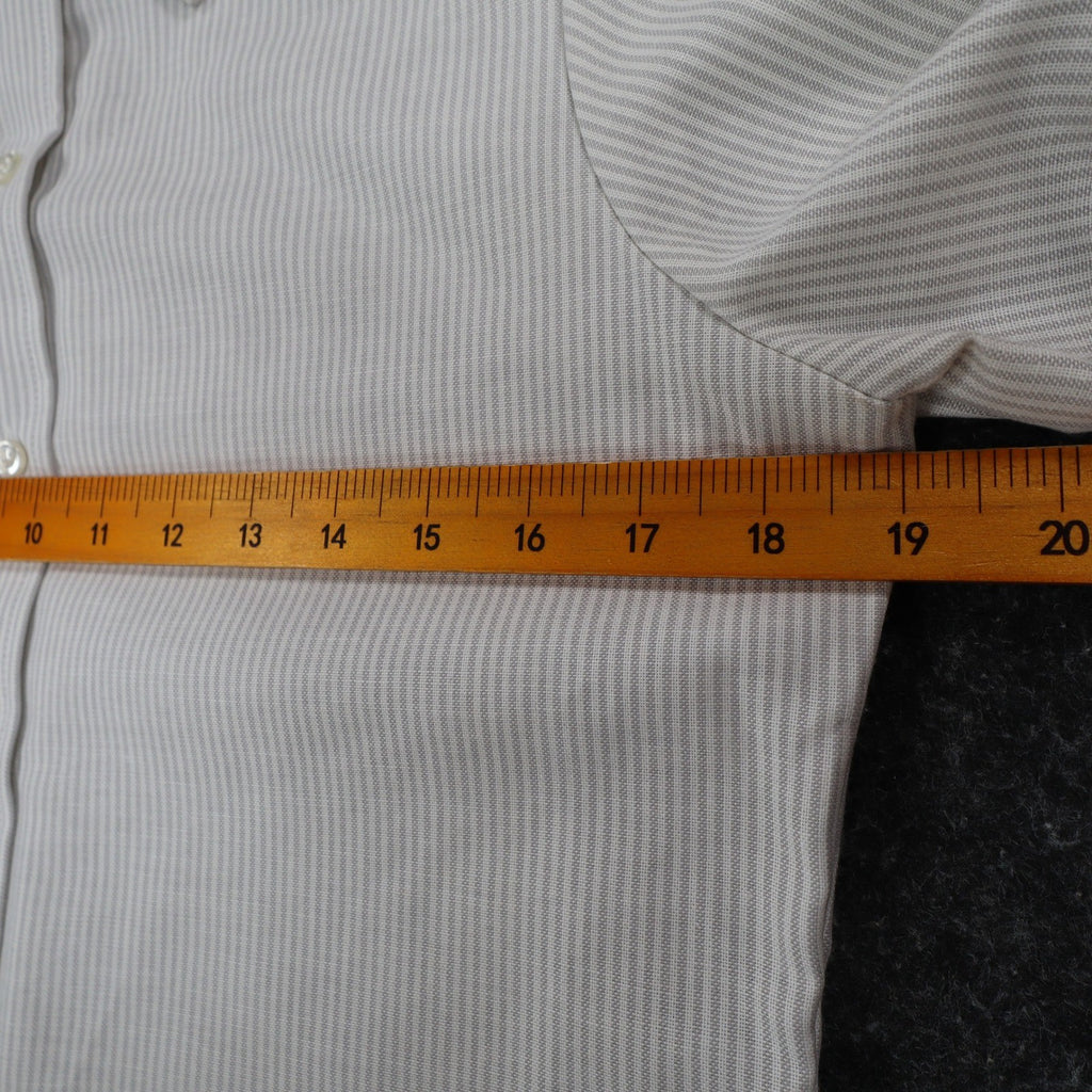 Dee Cee Short Sleeve Button Up Womens 14 Vintage Gray Striped Made in USA Shirt - take2supply