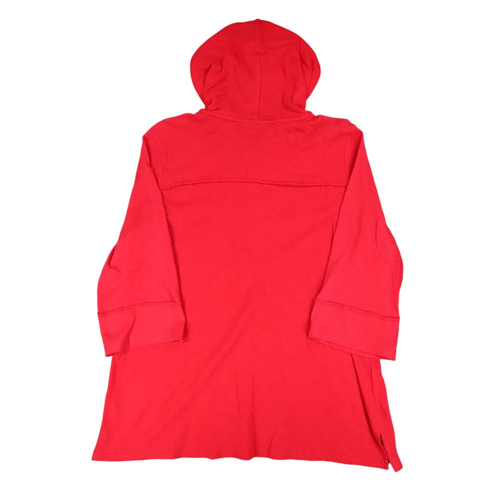 Erin London Womens S Red Cotton Hooded Pullover 3/4 Sleeve Top NWT - take2supply
