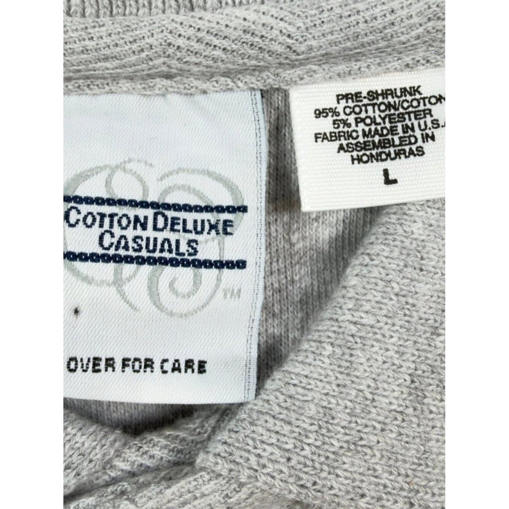 Vintage Cotton Deluxe Casuals Polo Shirt Mens Large Gray Red ZigZag Collar 90s - take2supply