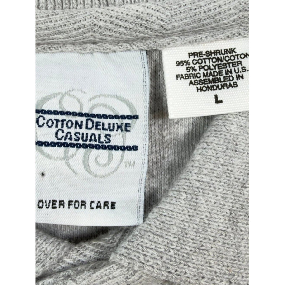 Vintage Cotton Deluxe Casuals Polo Shirt Mens Large Gray Red ZigZag Collar 90s - take2supply