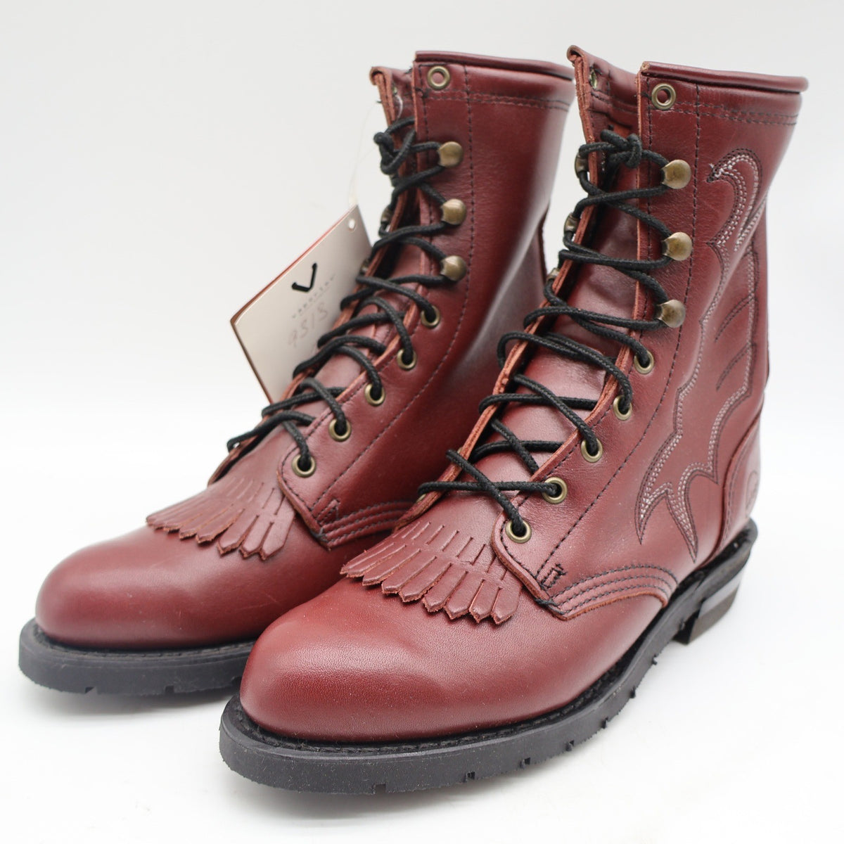 Double-H Boots Packer Boots 7 M Vintage Burgundy Leather Aero-Glide 7 USA 9313 - take2supply