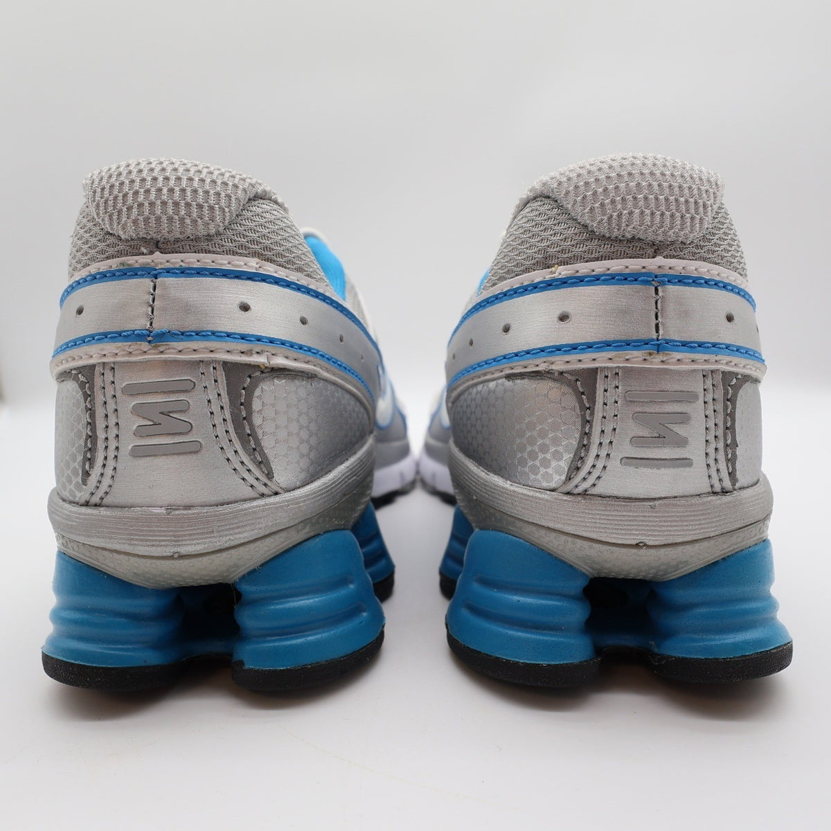 Nike Shox Qualify+ Womens 7 Silver Blue Running Shoes 396658-002 Y2K Style - take2supply