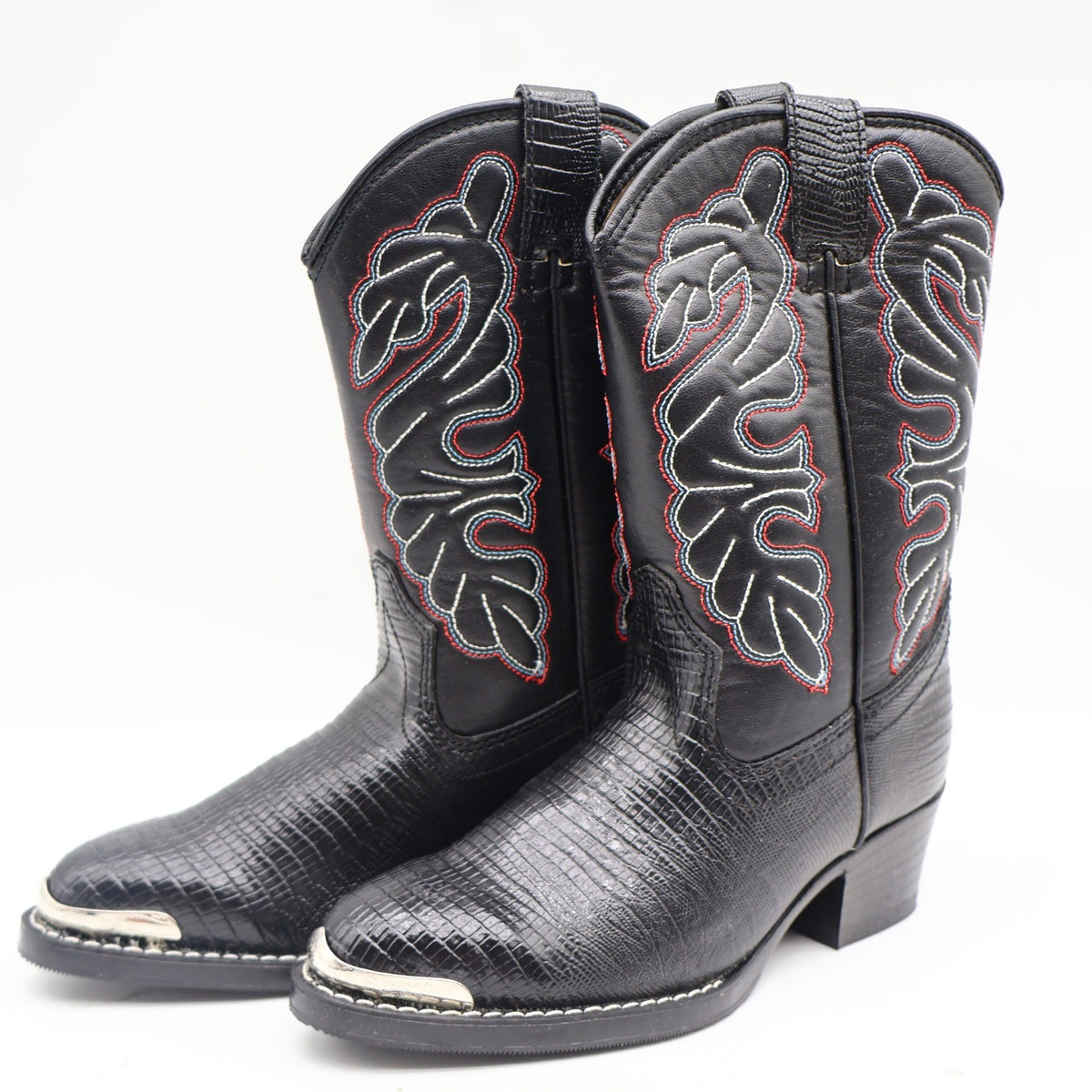 Laredo Western Cowboy Boots Kids Size 2D Vintage Black Lizard Embossed 28-2230-6 - take2supply