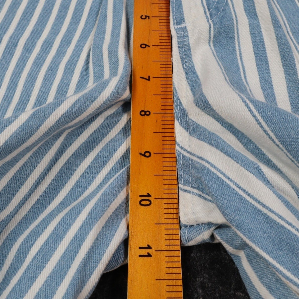 Lee Striped Denim Shorts Girls 7 Slim Vintage 90s Blue White Cotton Deadstock - take2supply