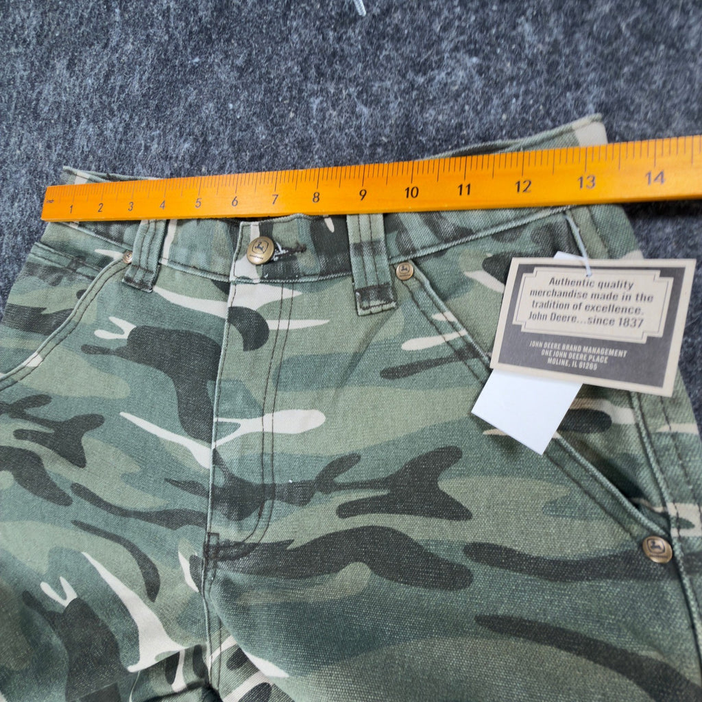 John Deere Carpenter Pants Boys 14 Y2K Camo Canvas Woodland Workwear Deadstock - take2supply