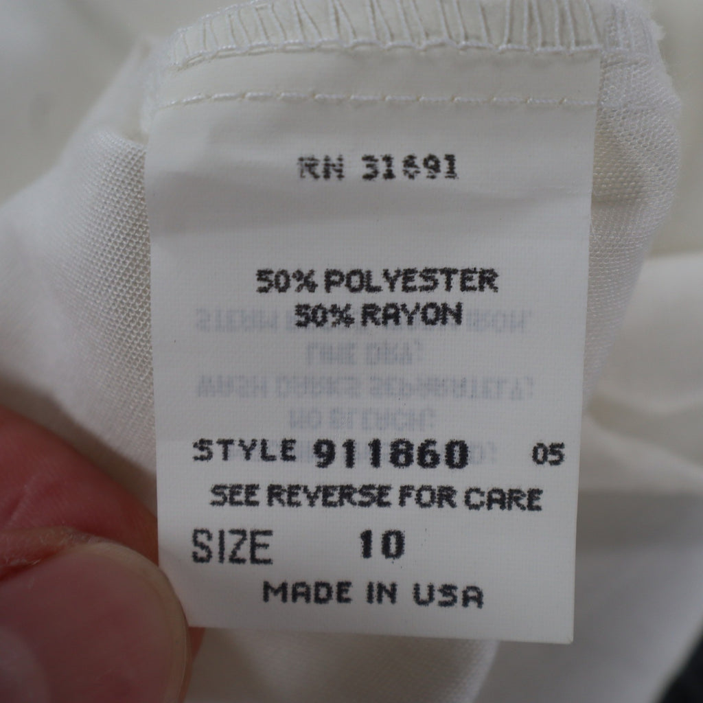 Xtrovert Blouse Womens 10 White Geometric Embroidered Short Sleeve USA NOS NWT - take2supply