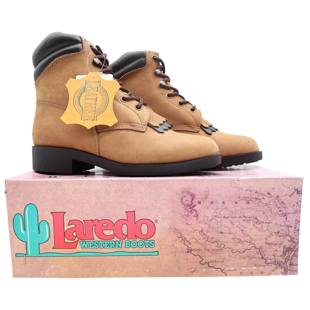 Laredo Y2K Kiltie Western Boots Women 7 Tan Leather New - take2supply