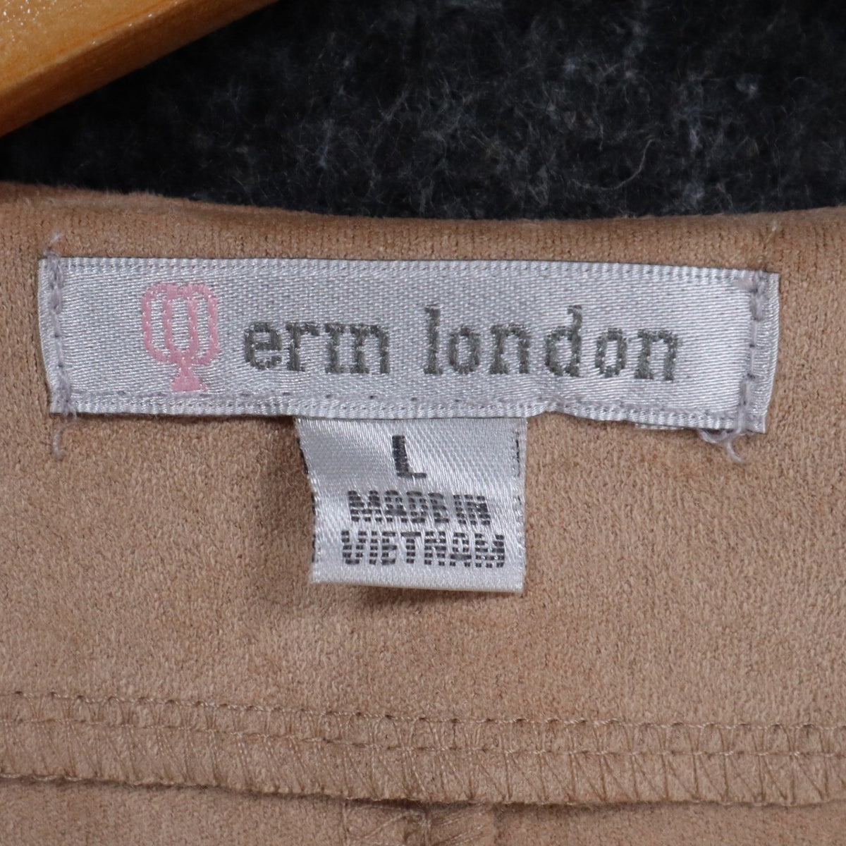 Erin London Open Front Jacket Womens Large Tan Faux Suede Laser Cut Eyelet NEW - take2supply