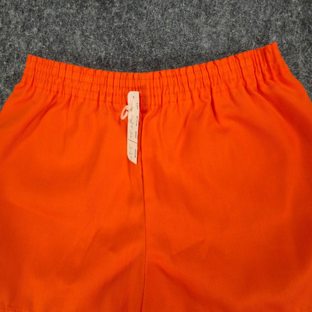 Fruit of the Loom Vintage 70s Gym Shorts Boys XS Orange Cotton NWT - take2supply