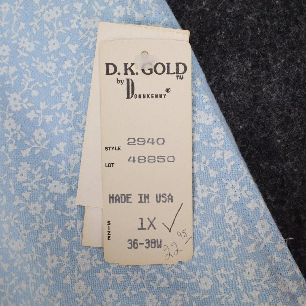 D.K. Gold by Donnkenny Reversible Vest 1X Vintage 90s Blue Floral Cotton NWT - take2supply