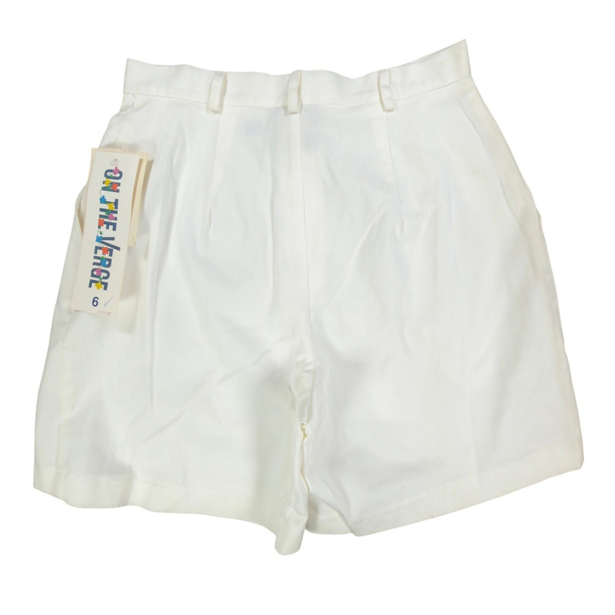 On The Verge Vintage 90s Pleated Shorts Womens 6 White Cotton NWT - take2supply