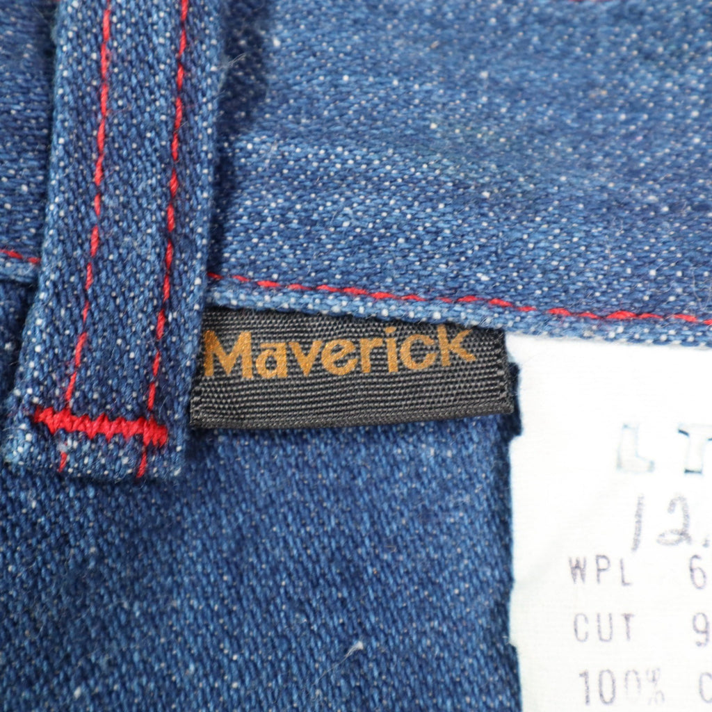 Maverick Denim Pants Kids 12 Slim Blue Red Button Pockets Wide Leg Cotton NOS - take2supply