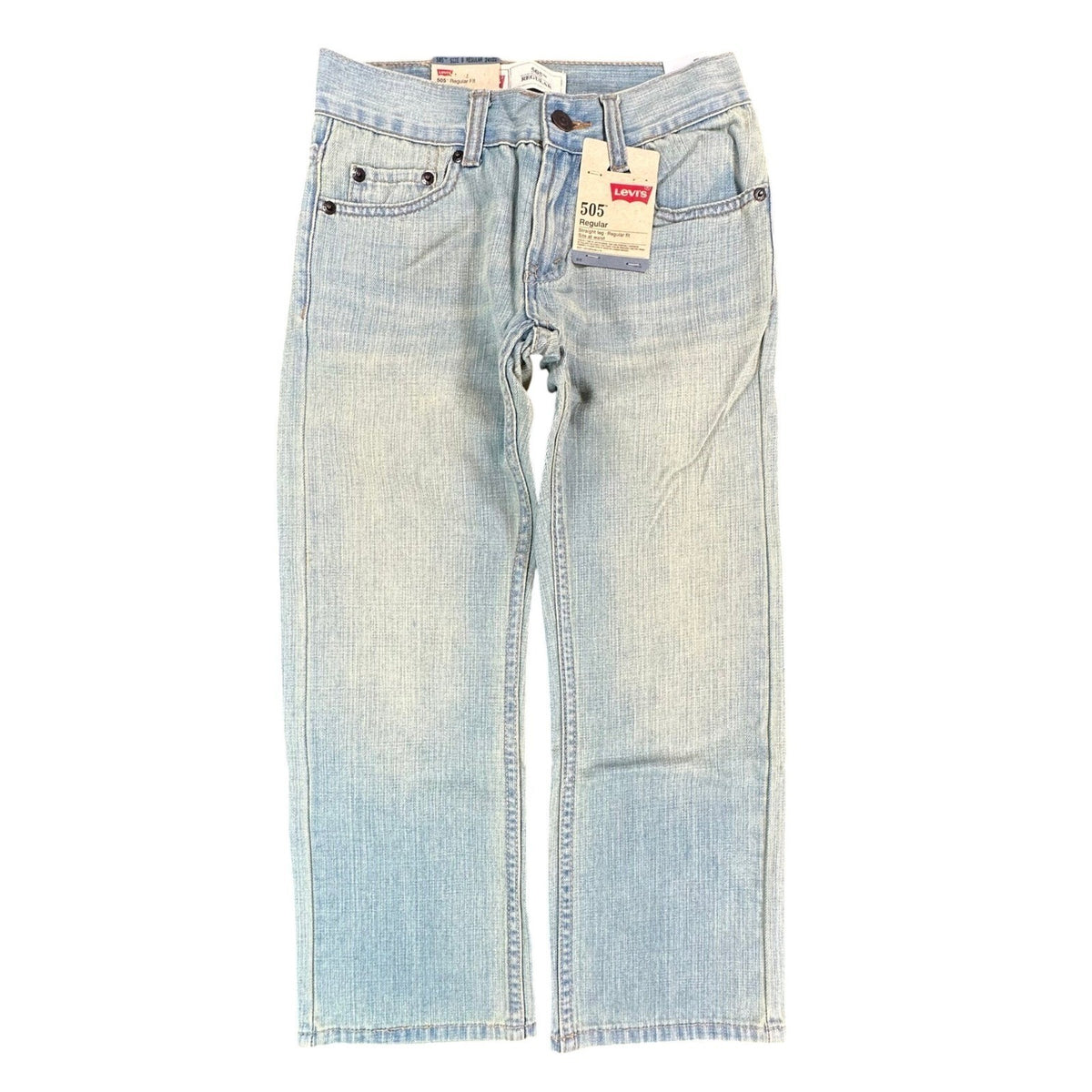 Levi's 505 Regular Fit Jeans Boys Size 8 Reg W24 L22 Light Wash Blue Denim NWT - take2supply