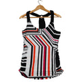 mymichelle Tank Top Womens Large Geometric Stripe Racerback Black Orange NWT - take2supply