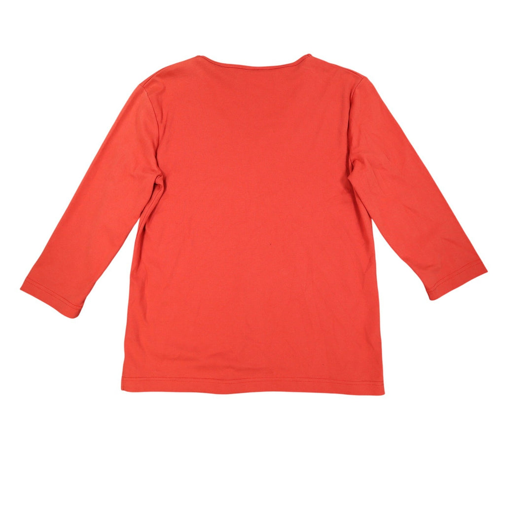 Links 3/4 Sleeve V-Neck Top Small Vintage Y2K Red Beaded Embellished - take2supply
