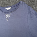 Erin London Top Womens Medium Blue Viscose Studded Puff Sleeve French Terry NWT - take2supply