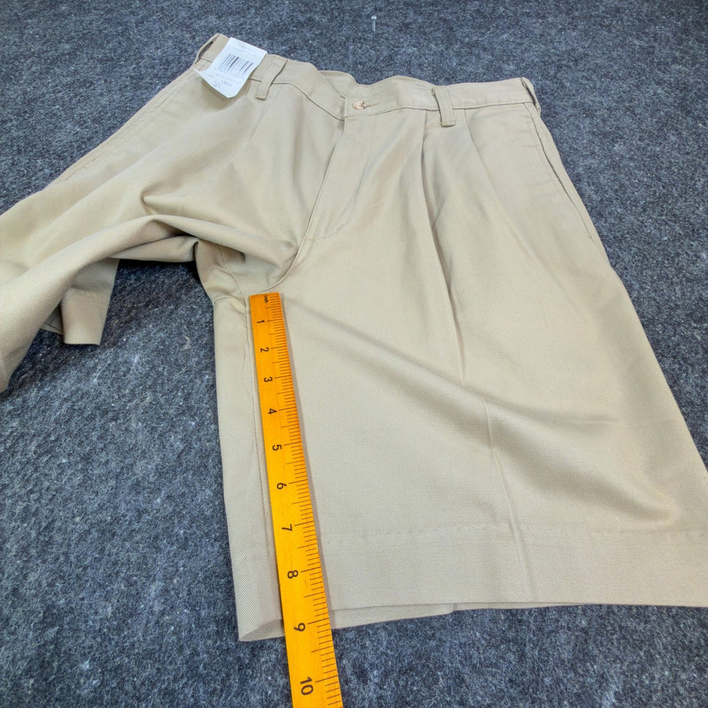 Wolf Mountain Key Shorts Mens 32 Tan Khaki 100% Cotton Pleated Vintage USA NWT - take2supply