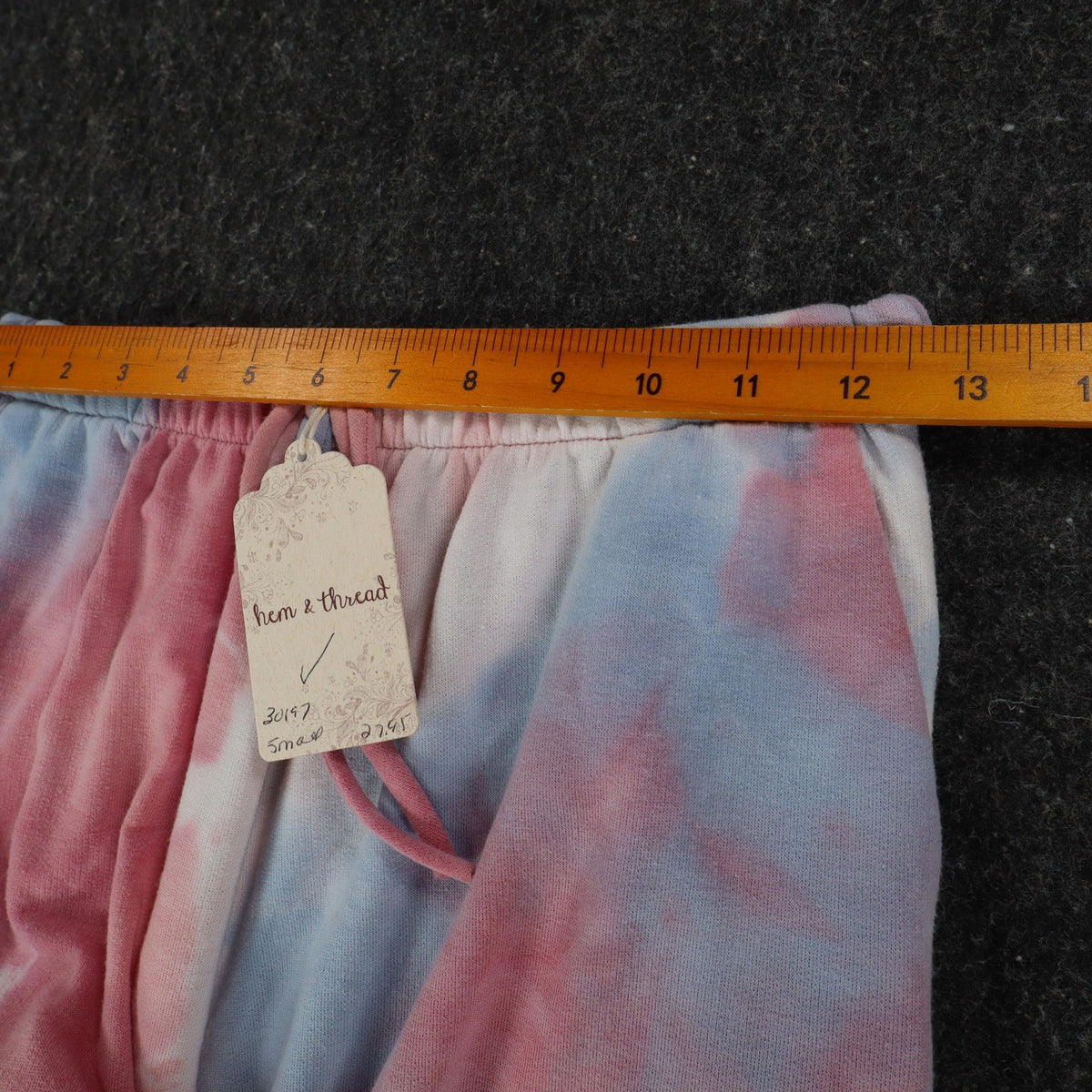 Hem & Thread Shorts Womens Small Pink Blue Tie Dye Elastic Waist Lounge 30197 - take2supply