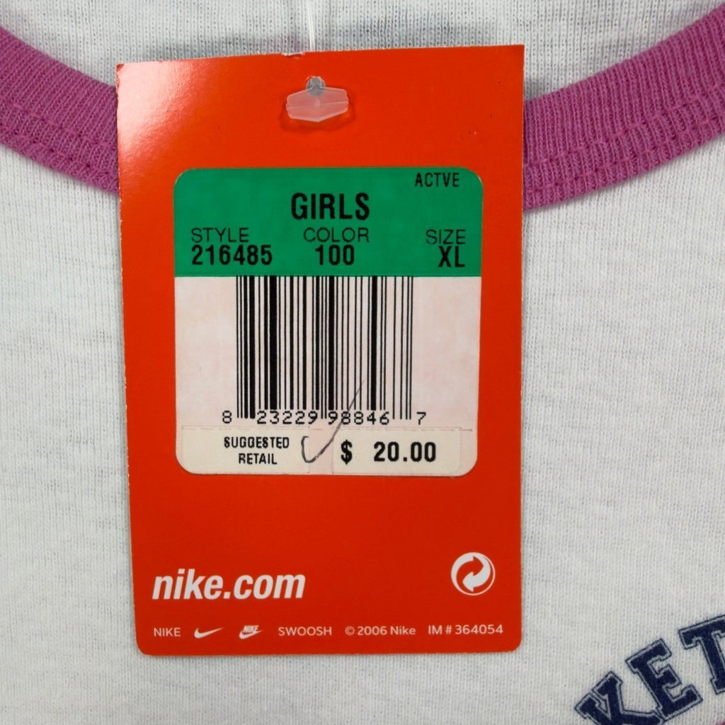 Nike Y2K Ringer Tee Girls XL White Pink Basketball Team 216485 NWT - take2supply
