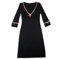 My Michelle Dress Medium Women Y2K Black Pink Velvet Trim V-Neck Sheath C832 - take2supply