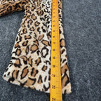 Emma J Faux Fur Jacket Womens Size M Leopard Print Beaded Neck Open Front Brown - take2supply