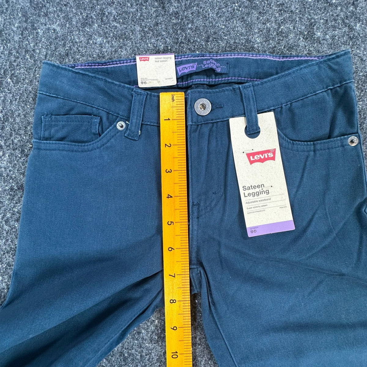 Levi's Vintage 80s Sateen Legging Girls 10 Reg Teal Cotton Slim Stretch NOS - take2supply