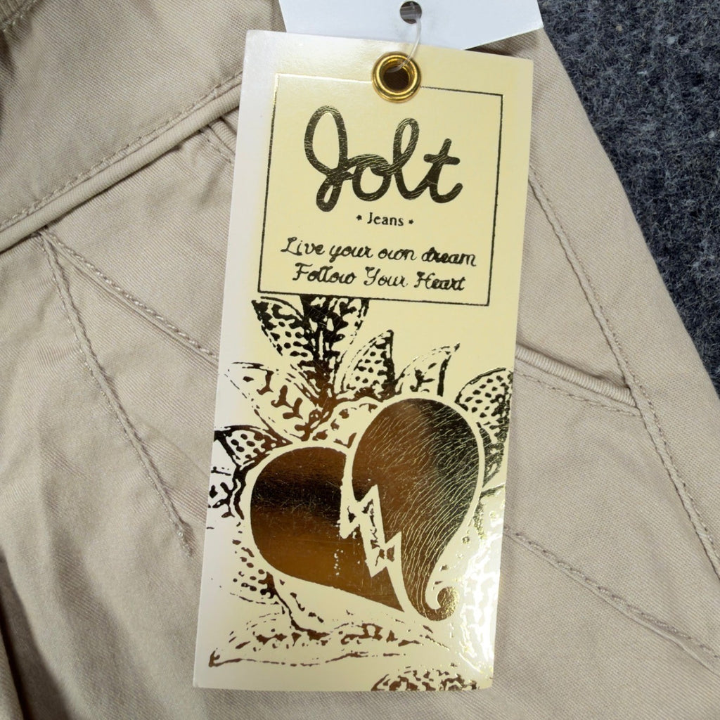 Jolt Y2K Knit Waist Bermuda Shorts Juniors 8 Khaki Cotton Stretch NWT - take2supply