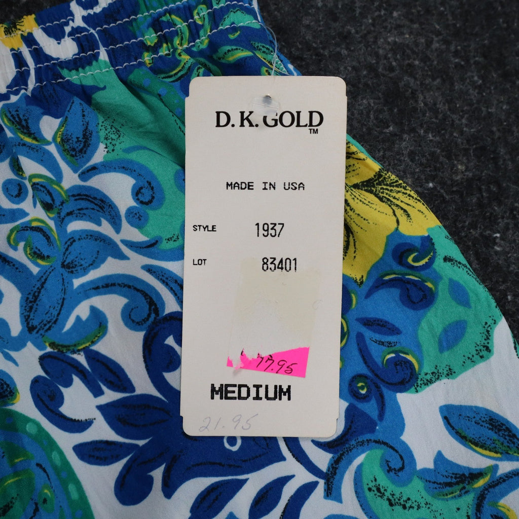 D.K. GOLD Floral Paisley Shorts Womens Medium Vintage 90s Blue Green Made in USA - take2supply