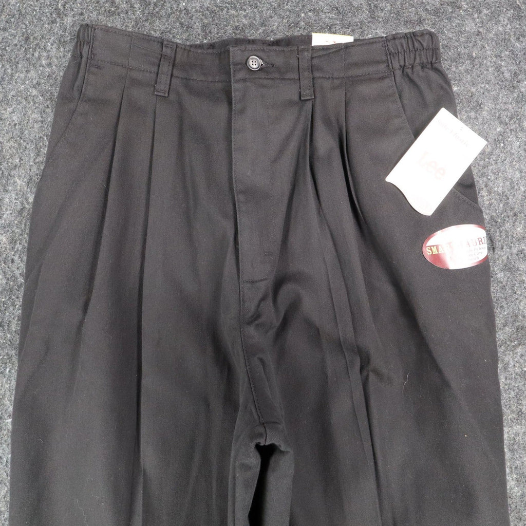 Lee Tapered Leg Pants Womens 16 L Black Smart Fabric Side Elastic Pleated C863 - take2supply