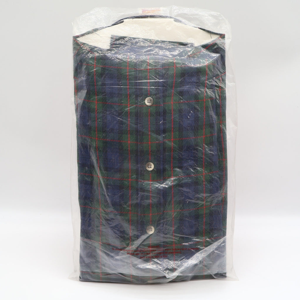 Career Club Plaid Button Down Shirt Mens Large Vintage Deadstock Green Blue NOS - take2supply