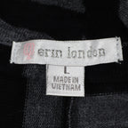 Erin London Open Front Vest Womens Large Black Grey Striped Draped Waterfall Hem - take2supply
