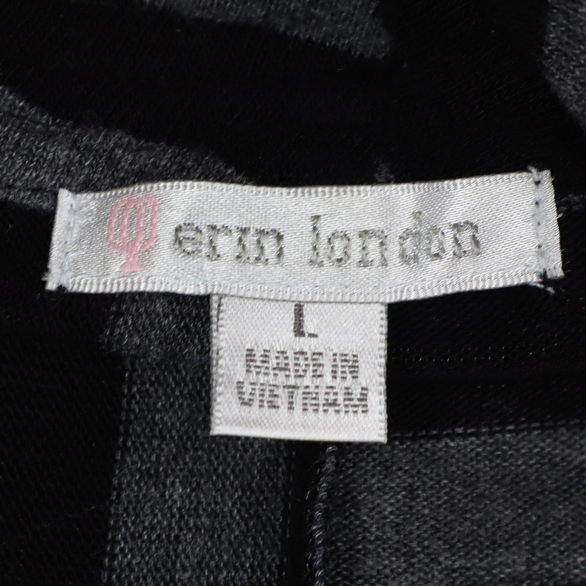 Erin London Open Front Vest Womens Large Black Grey Striped Draped Waterfall Hem - take2supply