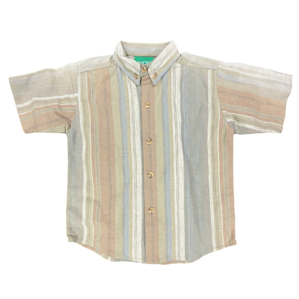 Jacktar Vintage 90s Stripe Shirt Boys 4 Tan Linen Cotton NWT - take2supply