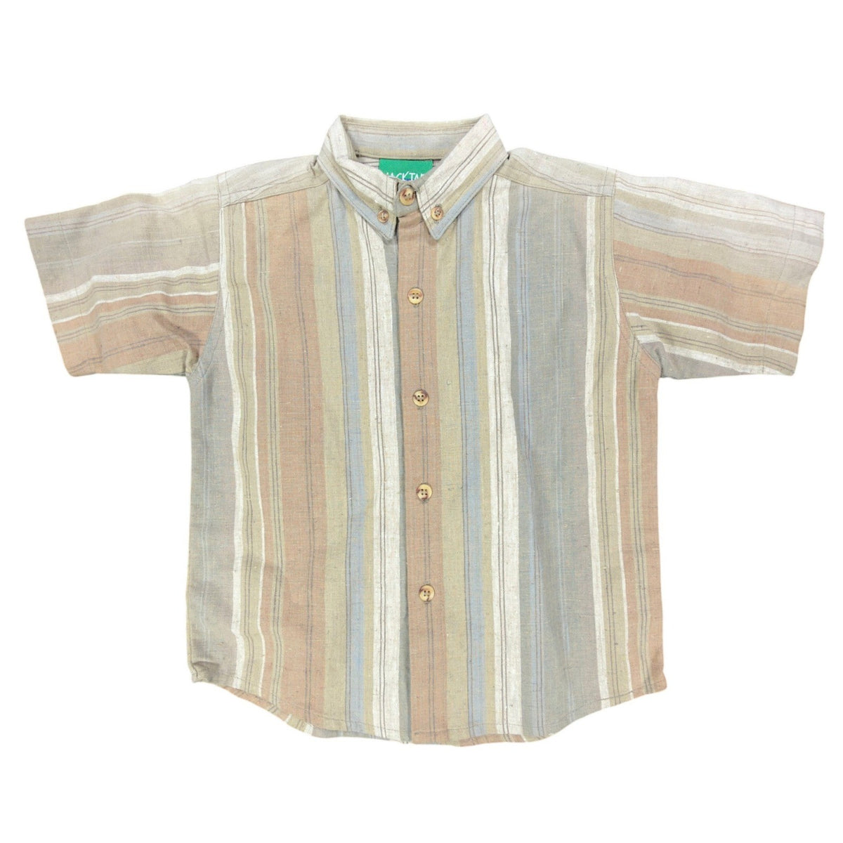 Jacktar Vintage 90s Stripe Shirt Boys 4 Tan Linen Cotton NWT - take2supply
