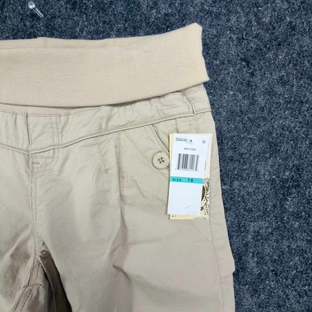 Jolt Y2K Bermuda Shorts Girls 16 Khaki Tan Cotton Blend NWT New - take2supply