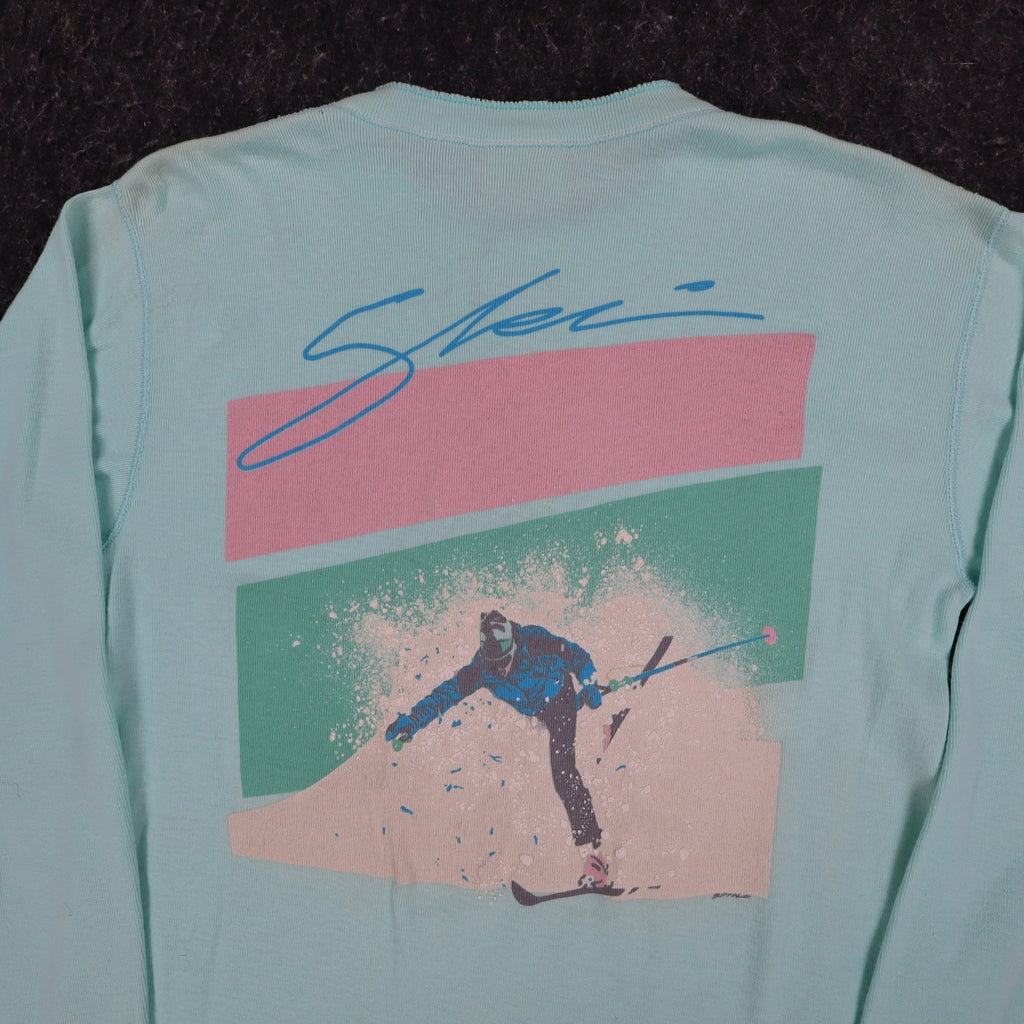 Buffalo Henley Shirt Mens Large Vintage Deadstock USA Made Aqua Blue Skier C1259 - take2supply