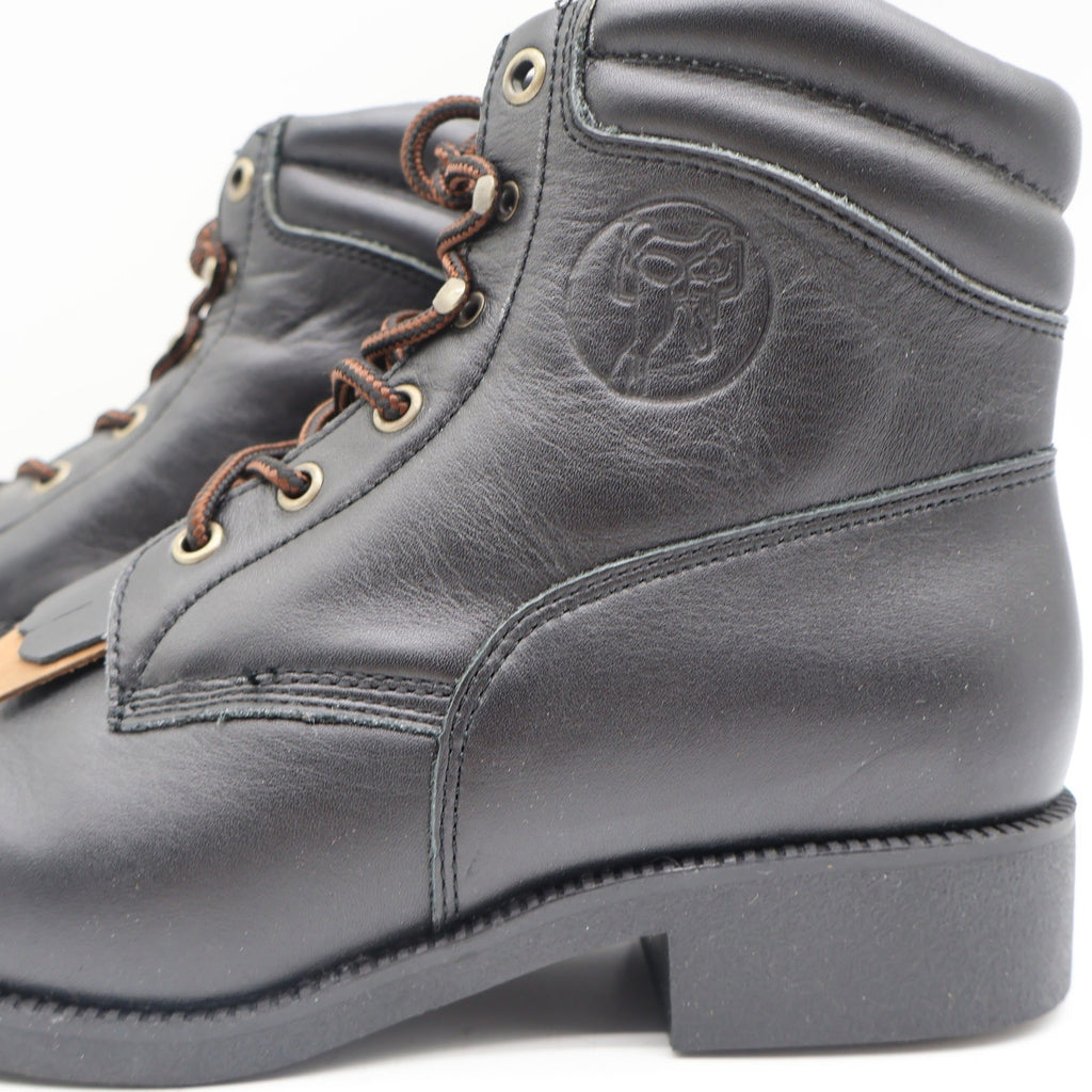 Saddle Brand Boots Womens 9 Black Leather Kiltie Lace Up Work Western 550 Y2K - take2supply