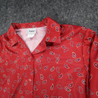 Nikki Blouse Womens 14 Vintage 90s Rust Red Paisley Polyester Button Up Shirt - take2supply