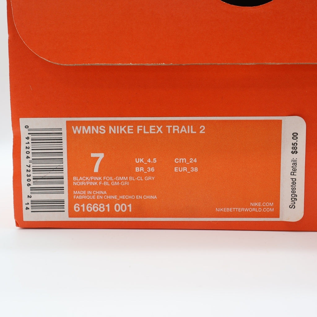 Nike Flex Trail 2 Womens 7 Black Pink Foil Gamma Blue Running Shoes 616681-001 - take2supply
